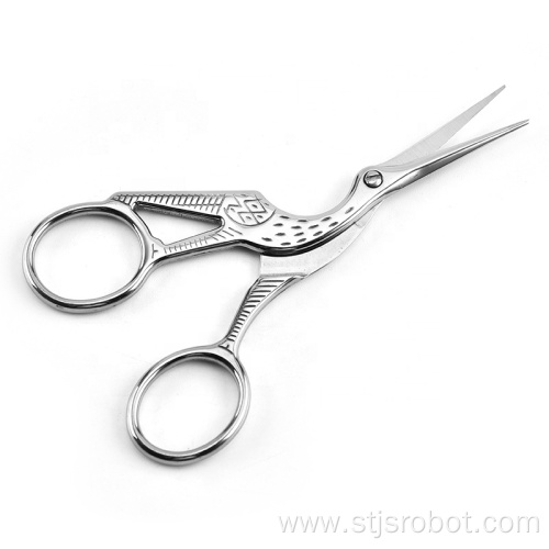 Stork cross-stitch sewing crane scissors silver stainless steel scissors